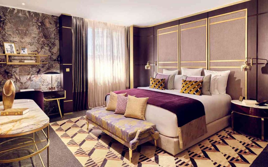 A double bedroom inside the Royal Mansour hotel.
